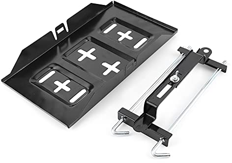 Autobatterie Halterung Support | KIMISS Universal Schwarz Batterieträger Tablett verstellbar (19mm - 27mm） Halteklammer Auto Batteriefach