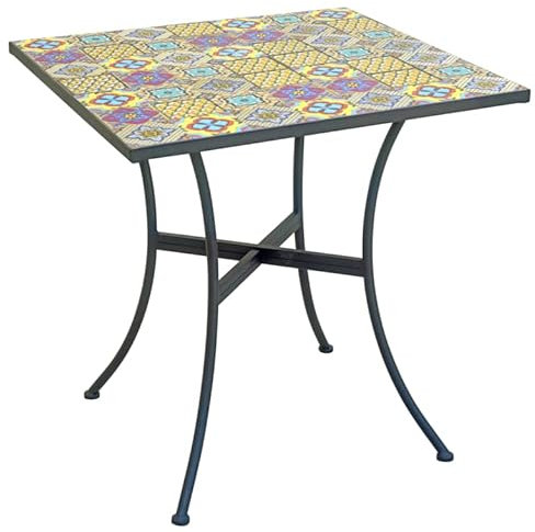 Gruppo Maruccia Tavolo per bar e giardino quadrato 70 x 70 centimetri con top in ceramica Multicolor