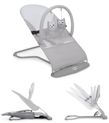 ms Hamaca Para Bebé Lullaby - Plegable Y Portatil 2 En 1 Mecedora Y Silla, Gris