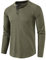 Mens Henley Shirt Long Sleeve Button Collarless Henley Tops Casual Smart Slim Fit Solid Color Waffle Grandad Shirts 3 Buttons Grandad Collar Classic Lightweight Basic Top Plain ArmyGreen XXL