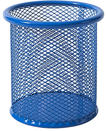 Mesh Pen Pot Pen Holder Mesh Pencil Holder for Desk Office Pen Organizer Desk Organiser Mesh Desk Tidy Pen Holder Multifunctional Organizer Wire Mesh Pen Cup Blue (Round)