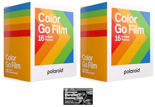 Polaroid Originals Go Instant Color Film for The Polaroid GO Camera - 2 Double Packs with Cloths (32 Photos)