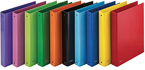 Favorit Raccoglitori ad Anelli Sprint in Cartone, 22 x 30cm, 4 Anelli Tondi da 30mm, 10 pezzi, Colori Assortiti