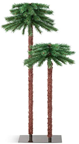 COSTWAY Alberi di Palma Artificiale Pre-Illuminato da 107/152,5cm, Albero di Decorazione Natalizia con 84 Punte di Rami in PVC e 100 Luci LED, Albero di Natale per Casa, Scuola e Ufficio
