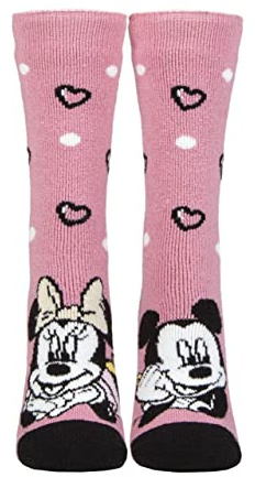 HEAT HOLDERS SOCKSHOP Ladies Officially Licensed 1.6 TOG Lite Minnie Mouse Soft Warm Cosy Thermal Socks Pack of 1