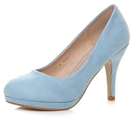 AJVANI Womens Ladies mid high Heel Platform Party Work Evening Party Prom Wedding Bridal Court Shoes Pumps Size.