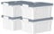 Cetomo 45L*4 Caja de Almacenamiento con Asa, Caja de Plástico con Tapa y Cierre Seguro, Contenedor de Almacenamiento Grande, Duradera, Apilable, Resistentes, Blanco, Paquete de 4 de 45L