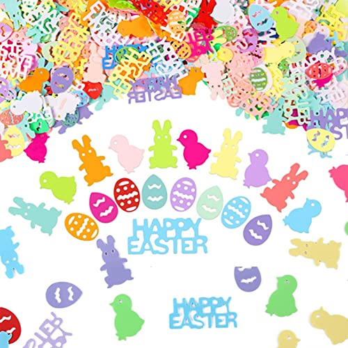 GoldRock Konfetti Ostern Deko Tisch, Streudeko Ostern, Happy Easter Tischdeko, Ostern Dekoration,Frohe Ostern Deko mit Hühnern,Kaninchen,Eiern Elemente,Ostern Geschenke Basteln,Osterdeko für Draußen