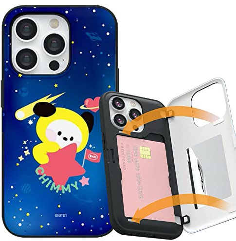 BT21 Minini Space Magnetische Kartenhalter Handyhülle für iPhone 14 Pro 6,1 Zoll, schlankes und niedliches Design (CHIMMY)