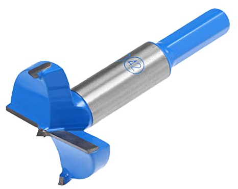QUARKZMAN 1 Stück 42mm Forstner Bohrer Wolframkarbid Holzlochsäge Schnecken Öffner für Möbel Kunststoff Türscharnier Blau Grau
