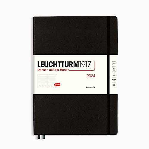 LEUCHTTURM1917 367874 Tageskalender Master (A4+) 2024, Schwarz, Englisch, 12 Monate
