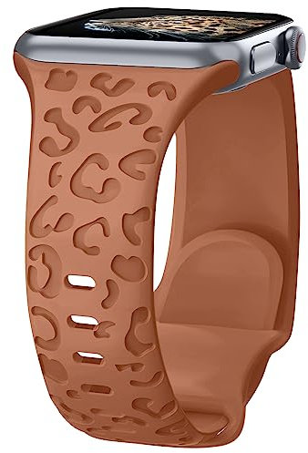 Towsnails Compatible with Apple Watch Straps 44mm 42mm 45mm 46mm 49mm, Leopard Print Silicone Sport Band Replacement Straps for Apple Watch Series 11 10 9 8 7 6 5 4 3 2 1 SE SE3 Ultra 3/2/1 - Brown