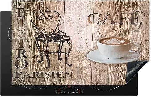 KitchenYeah© Protege Couvre Plaque De Cuisson Décoration Cuisine Tapis Protection Protecteur Induction 85x52 cm Bistro Parisien - Café - Café - Vendanges - 85x52 cm