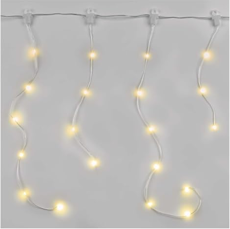 EMOS LED-Eisregen Lichterkette, 100 LEDs Drop Lichterkette, 7,2m lange Weihnachtslichterkette + 5m Zuleitung inkl. Netzteil, 8 Lichtmodi für Partys, Weihnachten, IP44 für Innen und Außen, warmweiß