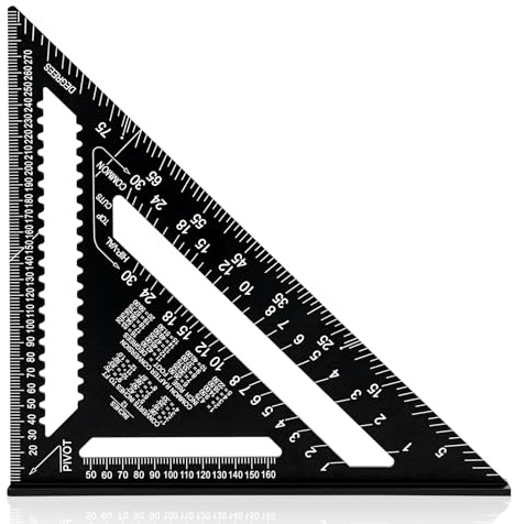 Eidoct Rafter Square Metric 12 inch, Aluminum Carpenters Roofing Square, Woodwork Square,Triangle Ruler Protractor Woodworking Speed Metric, for Angle Measuring Marking, T-12