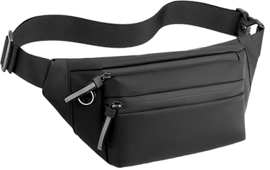 TODREMOU Bauchtasche Herren Damen Klein Reisen-Bauchtaschen PU Leder wasserdichte Schöne Diebstahlsicher Diebstahlsichere Elegant Sport Reise Joggen Schwarz Schwarze