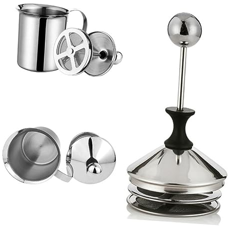 LIFKOME Montatore Latte Schiumatore Latte in Acciaio Inox A Doppia Rete Per Macchina Per Schiuma Di Fine