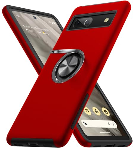 AOUIA für Google Pixel 7A Hülle mit 360° Magnetischer Drehbarer Ständer, [Fingerabdruck-resistent] [stoßfest] [Kratzfest] Kompatibel mit Google Pixel 7A (Rot)