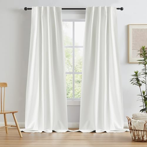 KEQIAOSUOCAI Natürliche Verdunkelungsvorhänge, 274 cm lang, 2 Stoffbahnen, Boho-Farmhaus-Fenstervorhang, Vorhänge für Wohnzimmer, Stangentasche/Hakengürtel, 86,4 x 274,3 cm