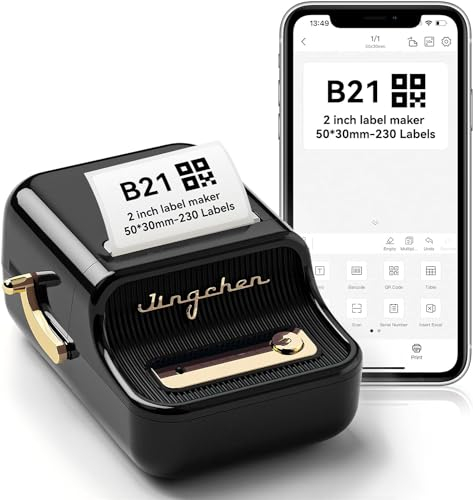 NIIMBOT B21 Etikettendrucker, Selbstklebendes Etikettiergerät Bluetooth Beschriftungsgerät Sticker Drucker Label Printer, Tragbares Label Printer für Barcode Einzelhandel Büro, Schwarz