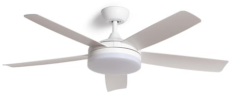 TECHBREY Ventilador de Techo Silencioso Patroclo Blanco 132cm Motor DC Mando a Distancia Con Luz No