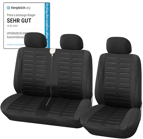 Upgrade4cars Transporter Autositzbezüge Set für die Vordersitze | Van Auto-Schonbezüge Universal in Schwarz