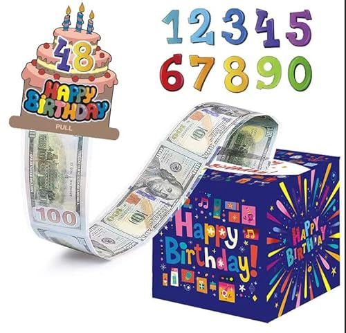 Geldgeschenke Geburtstag Mystery Box Geldgeschenke Verpackung，Geschenkbox Geburtstag überraschungsbox，Geldgeschenk Happy Birthday Tortendeko， Verpackung Für Geldgeschenke(Blau Weiß)