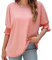 HOOUDO Sale Angebote Einfarbiges, modisches, locker sitzendes Oberteil mit Rundhalsausschnitt und Bündchen für Damen Sexy Oberteil Teenager Bandeau Top Damen Lang Abend Mod Sale Angebote Bestellung