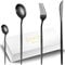 COPOTIO Black Cutlery Sets for 6 People, 24 Pieces Stainless Steel Silverware Set with Knife Fork Spoon, Slim Handle