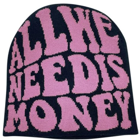 Bastwahl Y2K Beanie - Hat Y2k Baggy Slouchy Beanie Cap Skull Cap Beanie,Sie Herbst Frühling,Spider Web Beanie,hat,Slouch Beanie Leichte Jersey,Schwarz Rosa