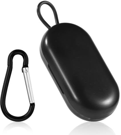 Earplug Case and Carabiner, Premium Earplug Case Keychain Portable Mini Storage Holder Earplug Carrying Case Ear Plug Organizer Box Keyring Accessories for Travel Camping Business (Black)