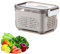 Fridge Fruit Storage Containers,Leakproof Refrigerator Colander Bins - Stackable Transparent Refrigerator Colander Bins with Lid and Removable Colander for Fruits