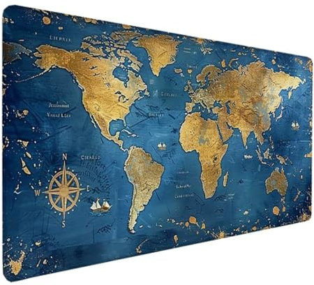 Grand Tapis de Souris de Jeu, Caoutchouc Imperméable et Antidérapant pour PC, MacBook, Étude, Ordinateur Portable, Tapis Gamer Bleu Monde 1200x600x3mm M-8