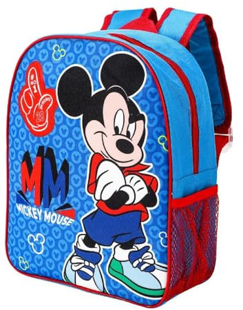 Disney Mickey Mouse Kids Backpack – Lightweight Back to School Bag with Water Bottle Pocket, Preschool Rucksack for Boys & Girls, Officially Licensed, Ideal for School, Travel & Everyday Use