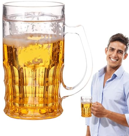 Genérico Bierbecher, Scherz-Bierglas, Scherz-Bierbecher, 420 ml, doppelt, gefälschte Dekoration für den Esstisch des Kühlschranks