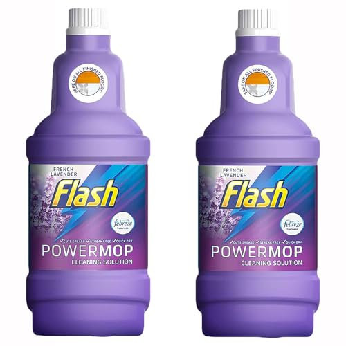 HOCHSTE® Flash Powermop Liquid Refill 1.25L - Floor Cleaner for Sealed Floors - French Lavender or Citrus Scent - Fast Drying, Streak-Free, Cuts Grease and Grime Lavender -1.25L x 2 Bottles