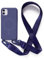 Leather Armor Funda Carcasa Suave Silicona con Cuerda para iPhone 11(6.1) TPU Suave Funda,Ajustable Collar Correa de CordónCarcasa de Silicona Cover Funda, de Color Puro Funda.-Azul
