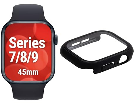 Full Body Schutzglas für Apple Watch 9/8/7 (45mm) (10H), Echtglas, IP68 | DISPLEX Smartwatch Glass, All-in-One-Protector, Rundumschutz für Display & Gehäuse, wasserdicht, Snap-on-Montage, Ultra-Clear