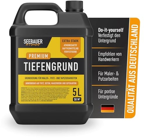 SEEBAUER diy Tiefengrund 5L für den Innen- & Außenbereich - Verfestigende Grundierung für saugende Untergründe - Lösemittelfreier Acryl-Haftgrund