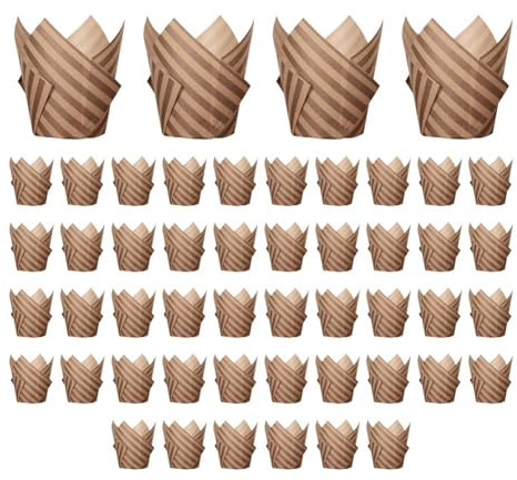 Pqahffowr 50PCS Newspaper Style Cupcake Liner Baking Cup for Wedding Party Tulip Muffin Cupcake Paper Cup Oilproof Cake Easy Install G