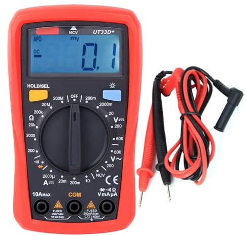 UT33D Digital-Multimeter, tragbar, großer Bildschirm, hohe Genauigkeit, Gleichstrom, Wechselspannung, Strom, Widerstandstester für Elektriker, Ingenieure, Heimwerker, Kunststoff,
