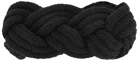 axy Damen Strick Stirnband - doppelt geflochten mit Twist-Design, Winter Haarband, Flecht Optik, Kopfband - Ohrenwärmer - gestrickt Headband - warm HBW7 (Schwarz)