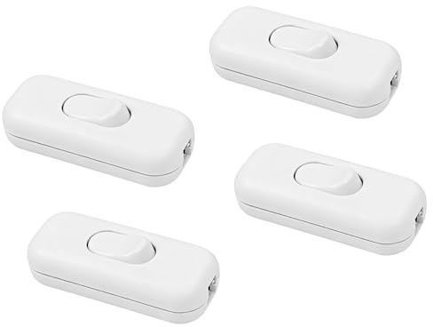 4 Piezas Paquete de interruptores de luz Blancos, interruptor lampara Bipolar 6A 250V, interruptor lampara mesilla en línea para Lámparas de Escritorio, Lámparas de Noche y Proyectos de Iluminación