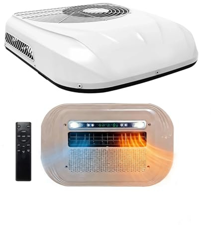 Blanc,RV Climatiseur 2 en 1 Toit avec Refroidissement et Chauffage, Climatiseur Stationnement électrique Camping-Car Système Climatisation pour Voiture RV Camion Camper