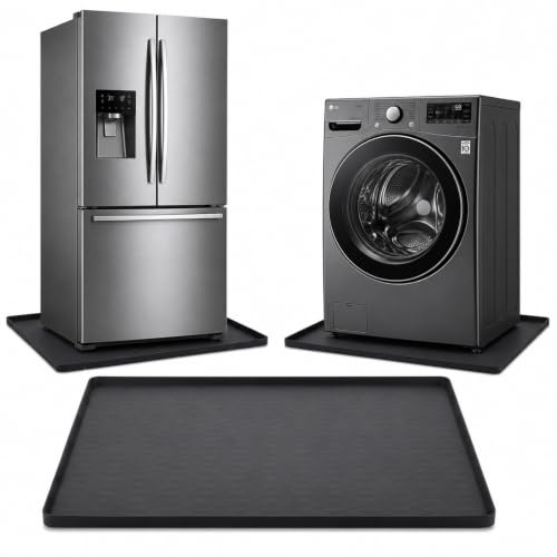 EVERGOODS Mini Fridge Silicone Mat 60x60cm, Waterproof Appliance Drip Tray with 0.8 Raised Edges, Washing Machine & Fridge Floor Protector, Non-Slip Silicone Mat for Dryer, Coffee Machine