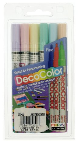 Uchida 200-6B Decocolor Fine Point Paint Marker Set, Pastel Colors, 6pc Set