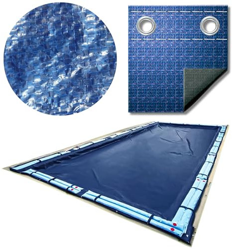 SWIMLINE HYDROTOOLS Super Guard Heavy Duty Pool Cover For Above Ground Swimming Pools |25 X 45 FT Cover | Blue / Black | Water Tube Sleeves | UV Protected For 20X40 FT Rectangle Pools | CO82545R