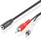 BestPlug 20cm Y RCA Audio Kabel Adapter Verteiler Splitter Weiche Aux in Out, 1 3,5mm Stereo Klinke Buchse Kupplung weiblich auf 2 L-R Cinch Stecker männlich, Schwarz