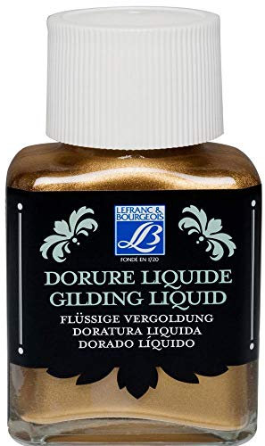 Lefranc Bourgeois 350413 flüssige Vergoldung für Dekoration, schillernde Metallfarben mit hoher Deckkraft, wasserfest & wetterbeständig, 75ml Flasche - Blassgold