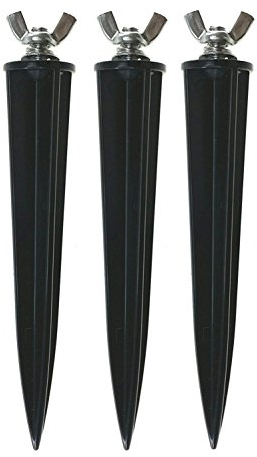 Trango 3er Set GS*3 piquets de Sol de Jardin en Plastique Noir, Douille de Lampe, Pointe de projecteur à Pointes, Pointes de Jardin, Pointes de Sol, Supports de Sol, Pointes de Terre de projecteurs